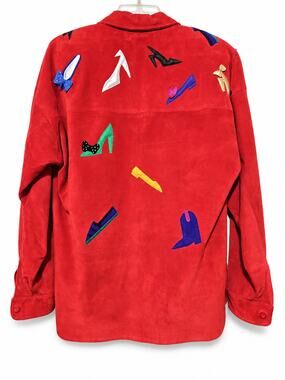 Andrea Pfister 100% Leather Suede Jacket Top Made Italy Womens Medium Vintage